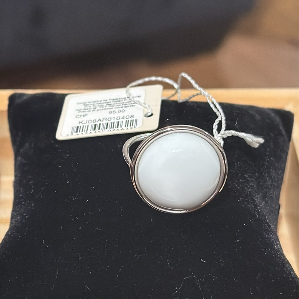 Calvin Klein Coral Stone & Stainless Steel Loop Dome Ring. (Size 9)(NWT) - Picture 9 of 16